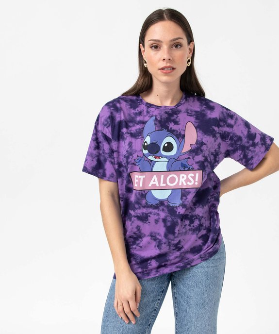 Tee-shirt femme à manches courtes avec motif Stitch - Disney vue1 - DISNEY - GEMO