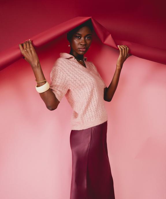 Pull à manches courtes en maille fantaisie femme vue1 - GEMO(FEMME PAP) - GEMO