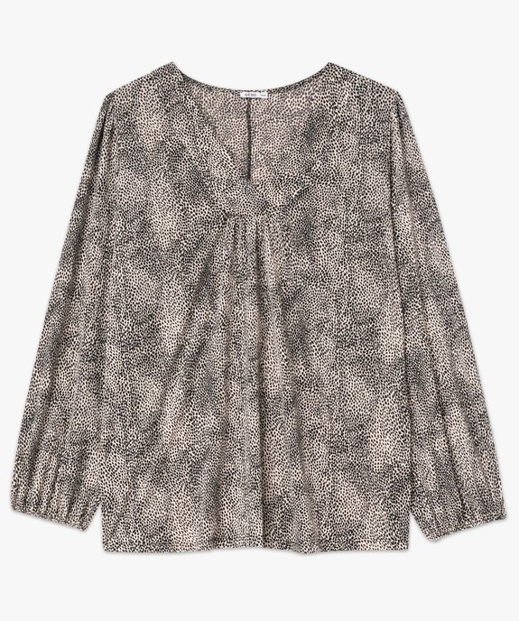Blouse manches longues imprimée à col V femme grande  taille vue4 - GEMO (G TAILLE) - GEMO