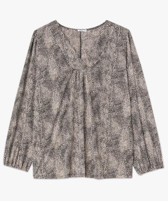 Blouse manches longues imprimée à col V femme grande  taille vue4 - GEMO (G TAILLE) - GEMO