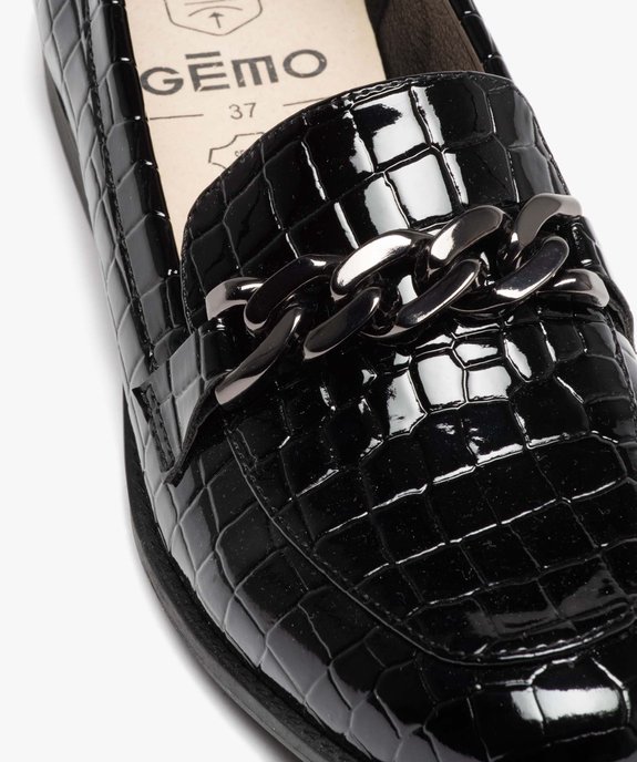 Mocassins femme vernies effet croco avec bride à chaîne  vue7 - FOLLOW ME - GEMO