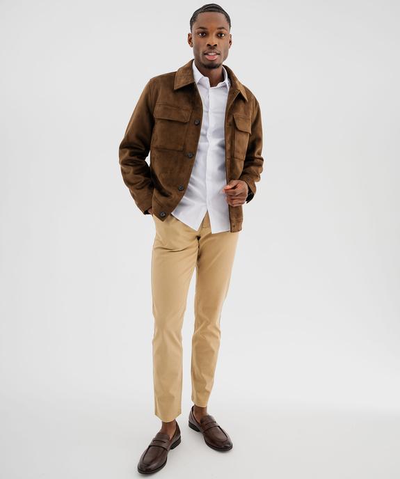 Pantalon chino coupe slim en toile de coton stretch au coloris unique homme vue4 - GEMO 4G HOMME - GEMO