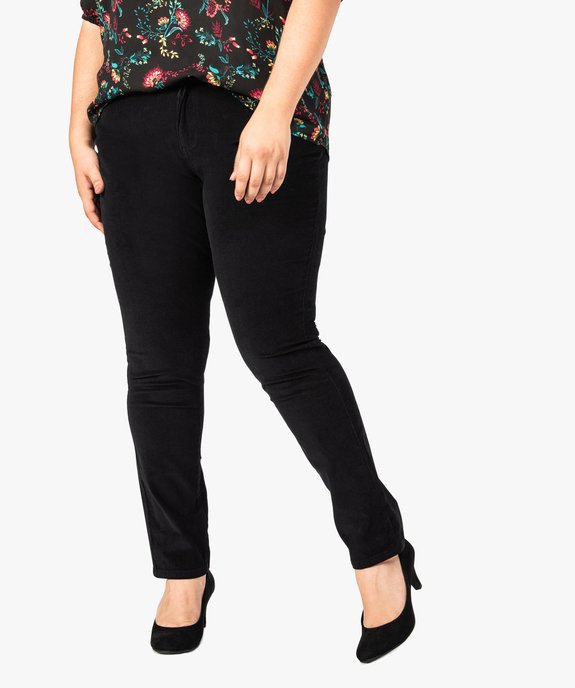 Pantalon femme 5 poches coupe ajustée en velours vue1 - GEMO (G TAILLE) - GEMO