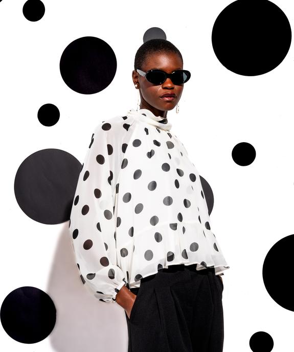 Blouse à pois en voile avec lien dans le dos femme - GEMO(FEMME PAP) Blouse à pois en voile avec lien dans le dos femme vue1 - GEMO(FEMME PAP) - GEMO