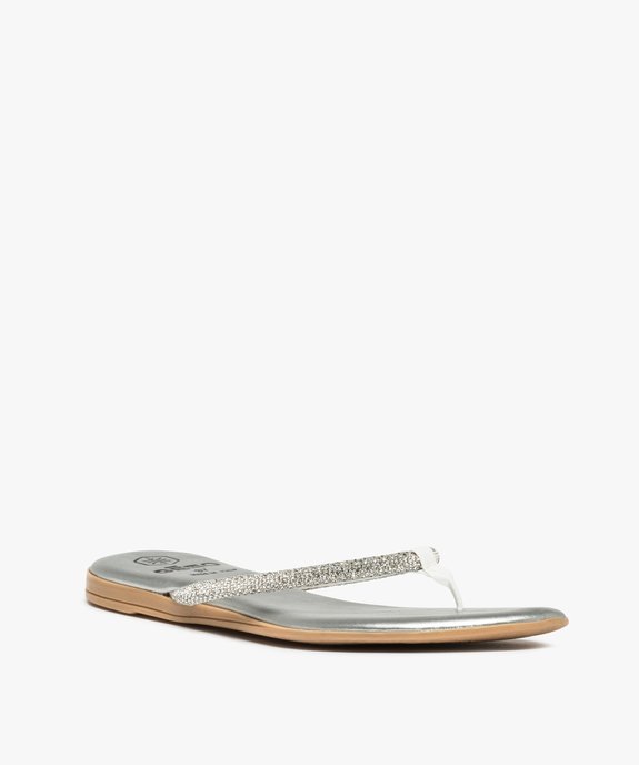 Sandales femme plates à entre-doigts couvert de strass vue2 - GEMO (CASUAL) - GEMO
