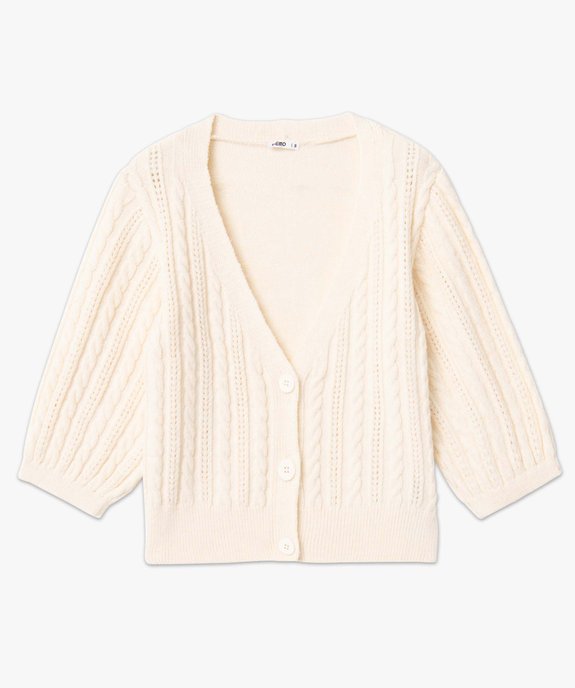 Gilet femme à col V en maille torsadée  vue4 - GEMO(FEMME PAP) - GEMO