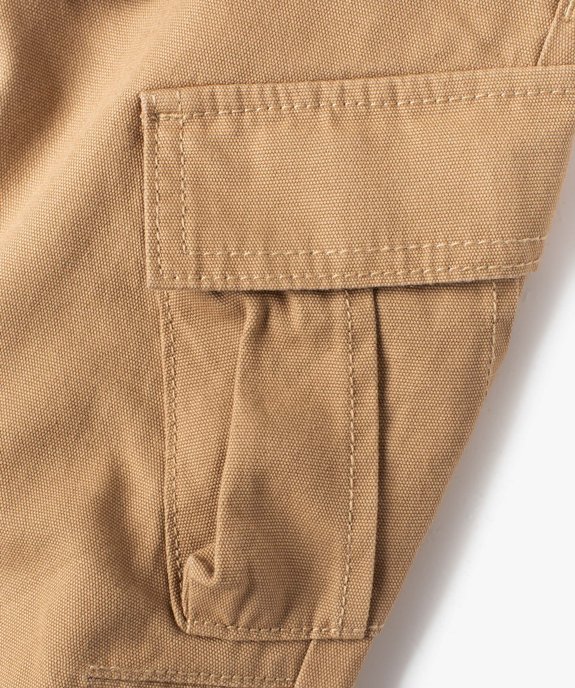 Pantalon garçon cargo en twill avec ceinture rayée - LuluCastagnette vue4 - GEMO 4G GARCON - GEMO