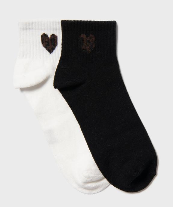 Socquettes avec motif coeur sur la tige femme (lot de 2) vue1 - GEMO(HOMWR FEM) - GEMO