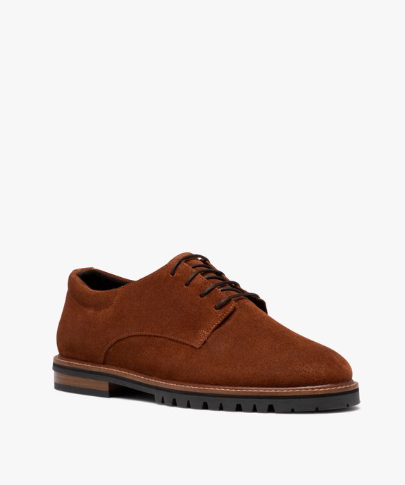 Derbies homme unis dessus cuir - Tanéo vue3 - TANEO - GEMO