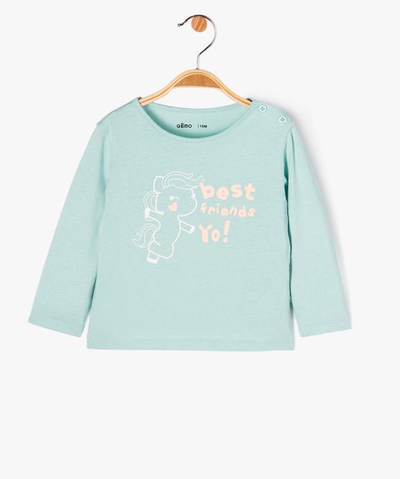 Tee-shirt à manches longues à message bébé fille vue1 - PREMIER PRIX BY GEMO - GEMO