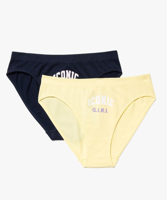Culotte fille avec inscription sur l’avant (lot de 2) vue1 - GEMO 4G FILLE - GEMO