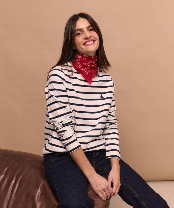 Tee-shirt manches longues rayé marinière femme - LuluCastagnette vue1 - LULU CASTAGNETTE GEMO FOR GOOD - GEMO