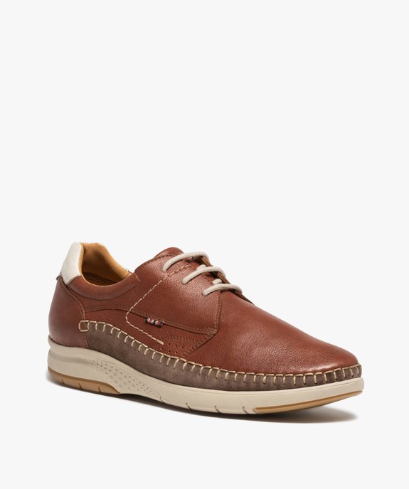 Derbies homme confort en cuir uni - Tanéo vue2 - TANEO - GEMO