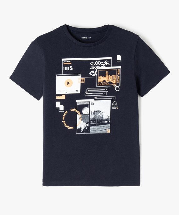 Tee-shirt imprimé en coton garçon vue1 - GEMO (JUNIOR) - GEMO
