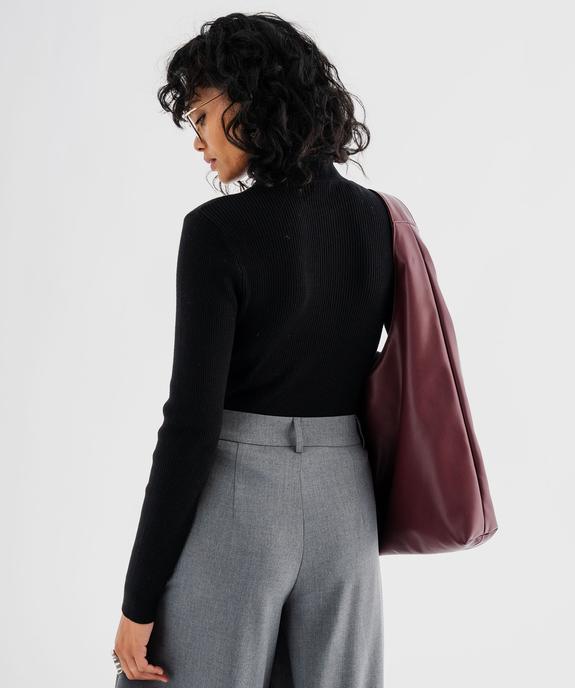 Pull à col montant en maille côtelée femme vue3 - GEMO(FEMME PAP) - GEMO