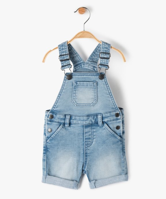 Salopette bébé garçon courte en jean délavé vue1 - GEMO(BEBE DEBT) - GEMO