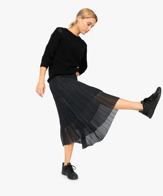 Jupe femme plissée à paillette et taille élastiquée vue5 - GEMO(FEMME PAP) - GEMO