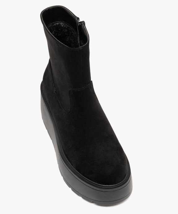 Boots femme à talon compensé en suédine et à zip  vue5 - 5 MILES - GEMO