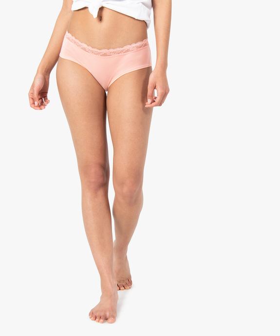 Shorty en coton stretch avec ceinture dentelle femme (lot de 2) vue2 - GEMO 4G FEMME - GEMO