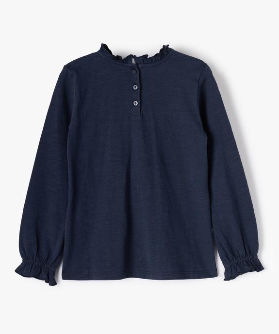 Tee-shirt fille à manches longues, plastron et col montant vue3 - GEMO (ENFANT) - GEMO