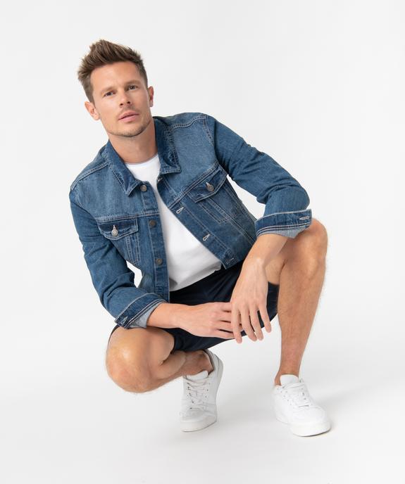 Bermuda homme en toile extensible 5 poches coupe chino vue5 - GEMO (HOMME) - GEMO