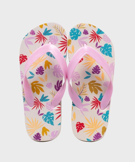 Tongs à imprimé tropical fille vue1 - GEMO (PLAGE) - GEMO