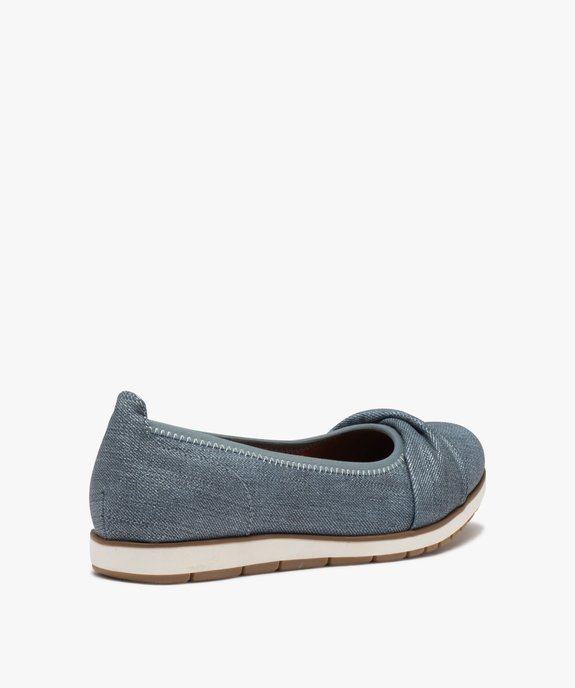 Ballerines femme confort unies effet drapé en denim  vue4 - GEMO (CONFORT) - GEMO