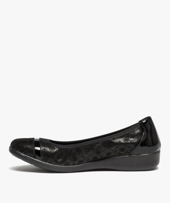 Ballerines confort femme en cuir à motifs irisés avec touches vernies vue3 - GEMO (CONFORT) - GEMO