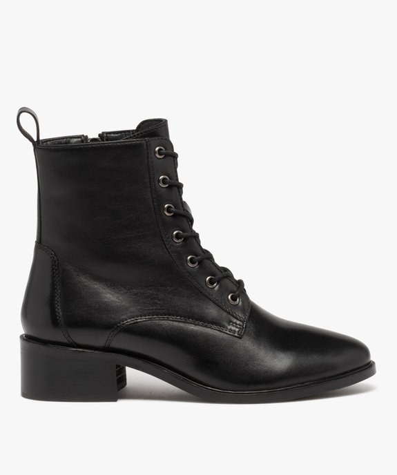 Bottines femme en cuir uni et à lacets ronds - Taneo  vue1 - TANEO - GEMO