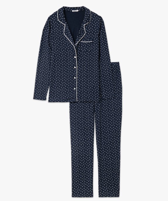 Pyjama deux pièces femme : chemise et pantalon vue4 - GEMO 4G FEMME - GEMO