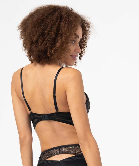 Soutien-gorge push-up en satin et dentelle vue2 - GEMO(HOMWR FEM) - GEMO