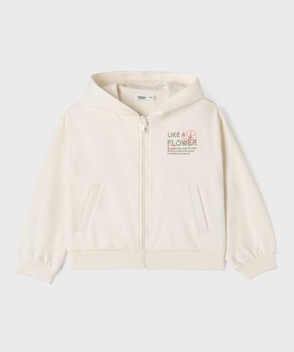 Sweat zippé à capuche imprimé devant et dos fille vue2 - GEMO 4G FILLE - GEMO