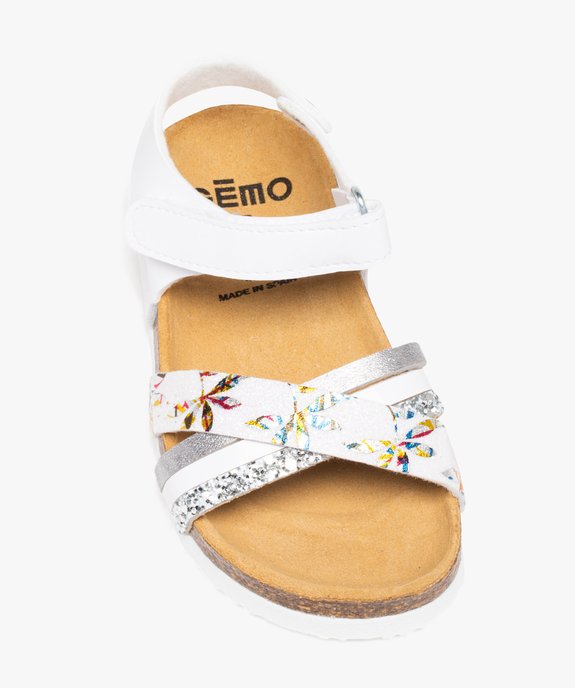 Sandales fille à motifs et à brides contrastées à paillettes   vue5 - GEMO 4G FILLE - GEMO