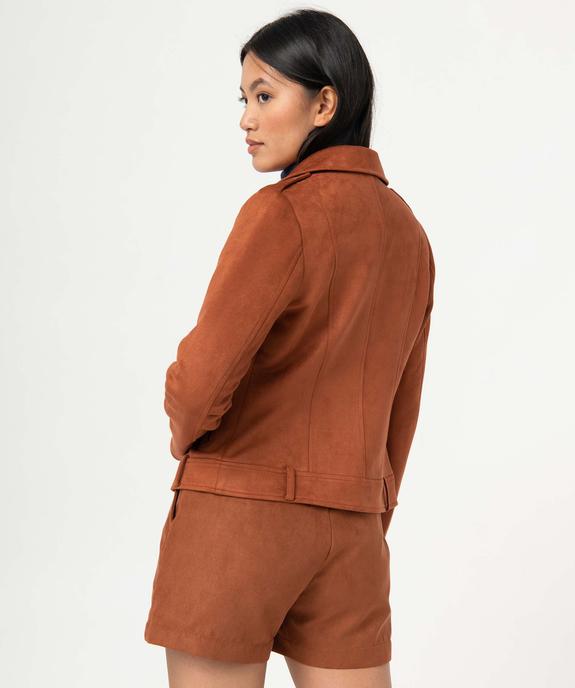 Blouson esprit motard en suédine femme vue3 - GEMO(FEMME PAP) - GEMO