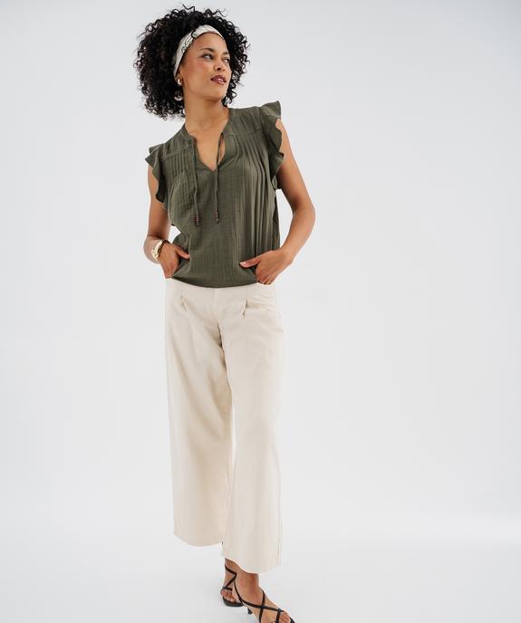 Blouse manches courtes en gaze de coton femme vue4 - GEMO(FEMME PAP) - GEMO