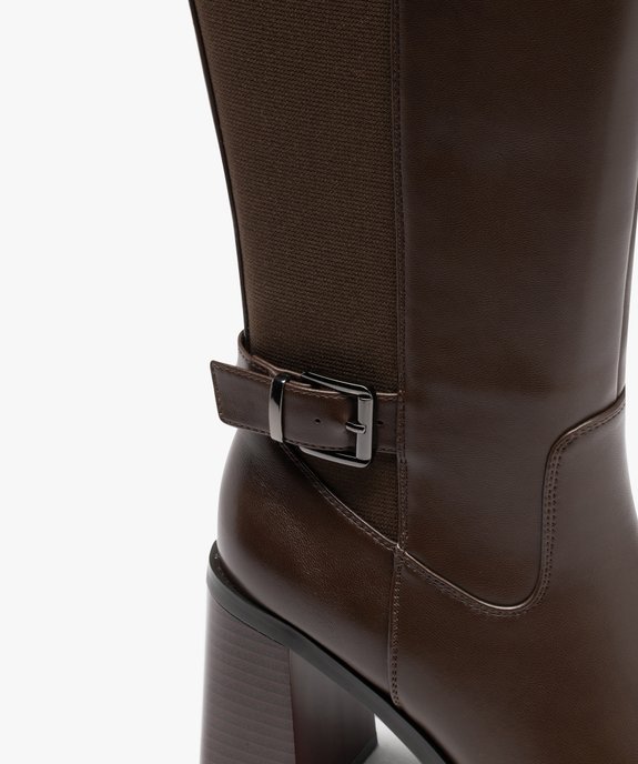 Bottes femmes unies à talon carré évasé avec tige élastique  vue6 - GEMO(URBAIN) - GEMO