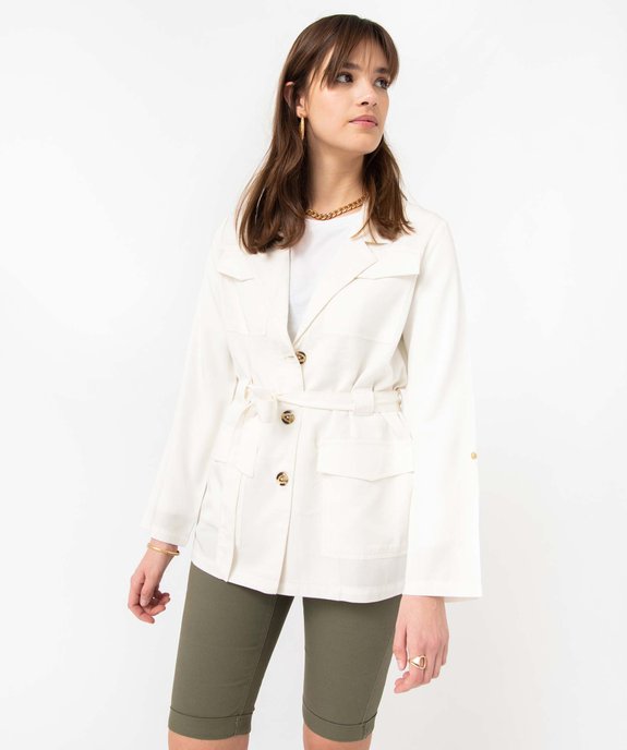 Veste femme en Lyocell avec ceinture vue2 - GEMO 4G FEMME - GEMO