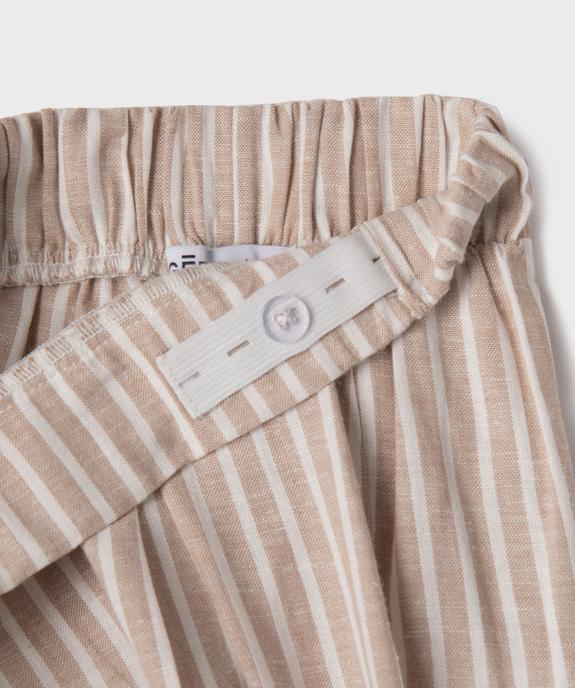 Pantalon droit en lin et viscose à rayures fille vue2 - GEMO 4G FILLE - GEMO