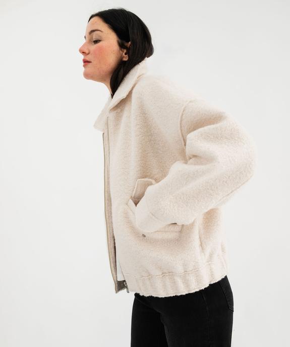 Blouson en maille bouclette chinée femme vue1 - GEMO 4G FEMME - GEMO