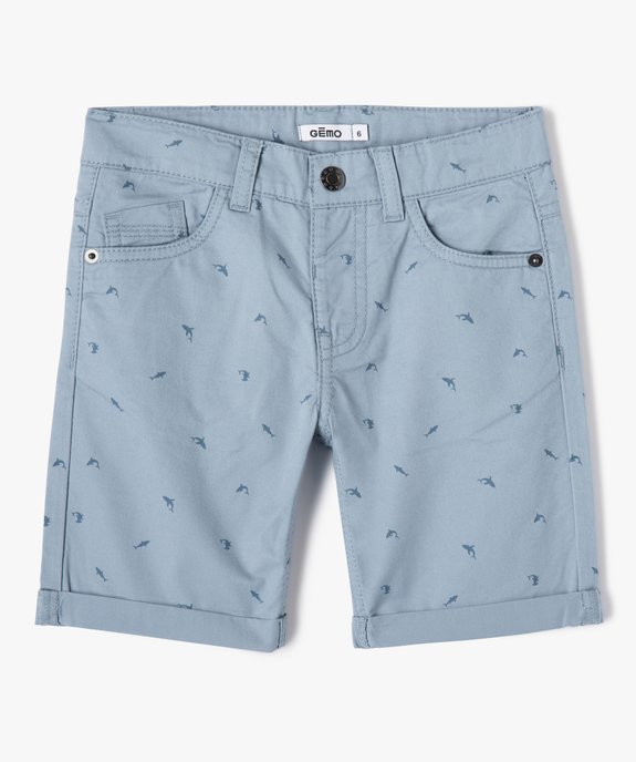 Bermuda en coton twill imprimé à revers garçon vue1 - GEMO 4G GARCON - GEMO