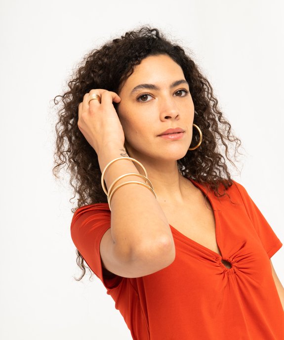Tee-shirt à manches courtes avec décolleté en V femme vue2 - GEMO(FEMME PAP) - GEMO
