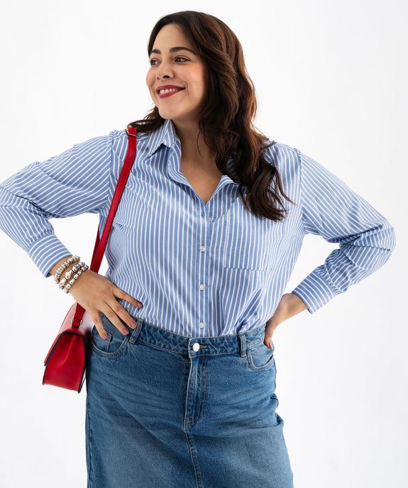 Chemise longue manches longues à rayures femme grande taille vue1 - GEMO (G TAILLE) - GEMO