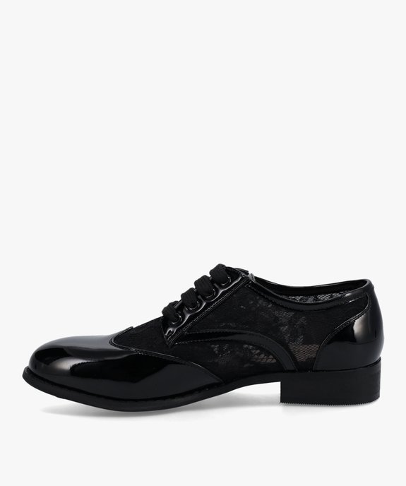 Derbies femme unis dessus vernis et dentelle  vue3 - GEMO (CASUAL) - GEMO