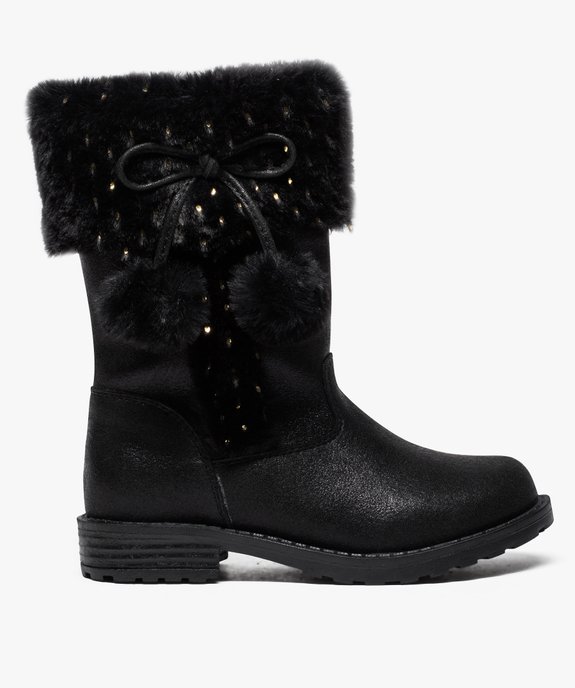 Bottines filles zippées à col duveteux et pompons vue1 - GEMO (ENFANT) - GEMO