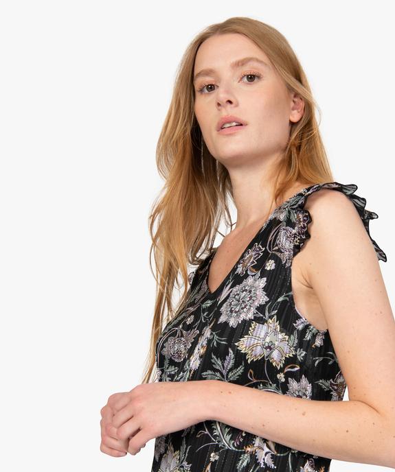 Robe femme à motifs fleuris et rayures pailletées - GEMO(FEMME PAP) Robe femme à motifs fleuris et rayures pailletées vue2 - GEMO(FEMME PAP) - GEMO