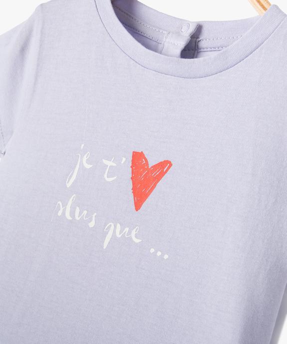 Tee-shirt bébé fille à manches courtes et motif cœur vue2 - GEMO(BEBE DEBT) - GEMO