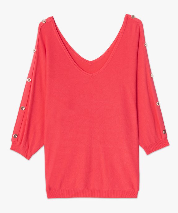 Pull femme avec manches chauve-souris et col V vue4 - GEMO(FEMME PAP) - GEMO