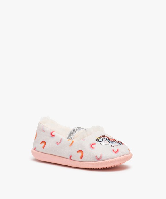Chaussons fille ballerines en velours brodés licorne vue2 - GEMO (ENFANT) - GEMO