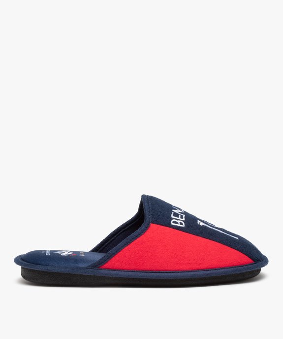 Chaussons homme mules plates en velours - Benzema vue2 - FFF - GEMO
