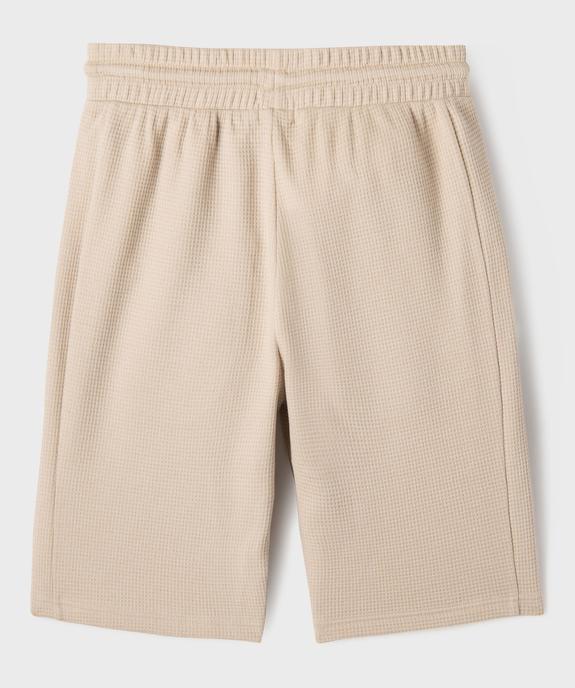 Bermuda en maille nid d'abeille 100% coton garçon vue3 - GEMO (JUNIOR) - GEMO